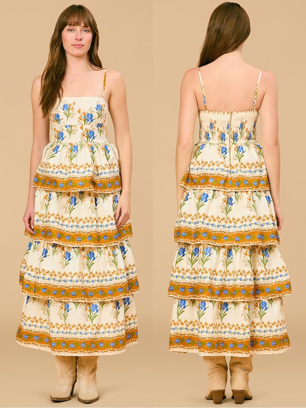 Olivia by LIVRO Ophelia Dress Heirloom Floral Cotton Tiered Maxi Size Large